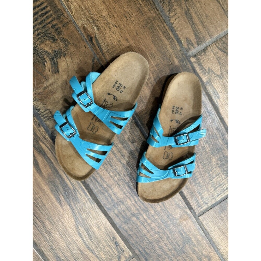 Birki's Birkenstock Sandals Leather Teal Shoes Sandals W 6 M 4 37
